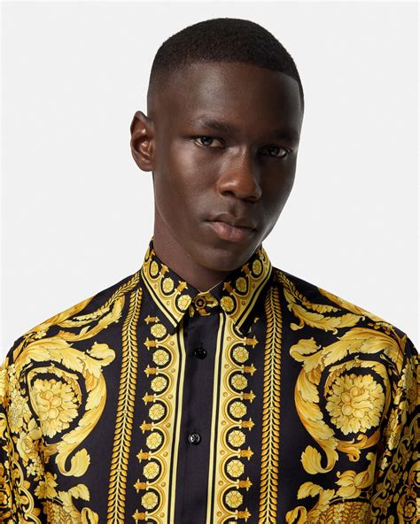 versace 1003941|Barocco Silk Shirt Black,Print .